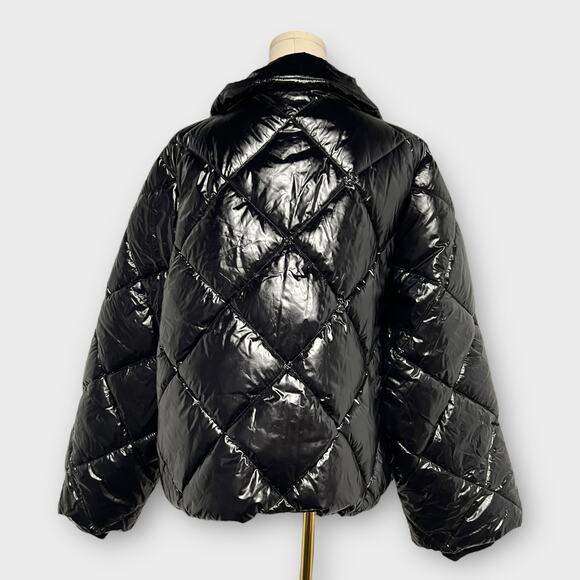 Banana Republic Estrella Quilted Puffer Jacket Black Size Large - Picture 3 of 8